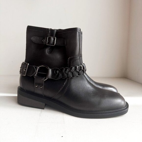 Crown Vintage Willa Moto Bootie - Free Shipping | DSW Crown Vintage Black Leather Short Moto Boots 8.5